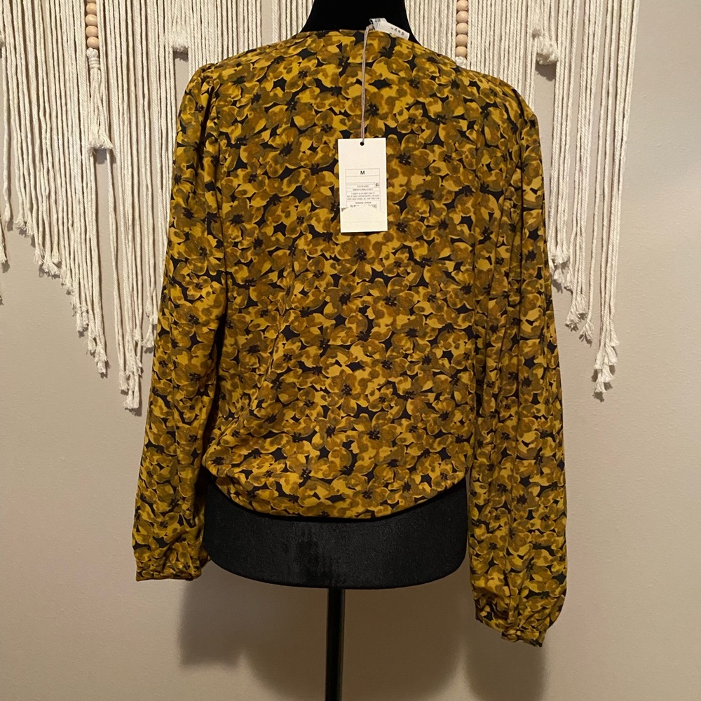 Women’s long sleeve floral cross front blouse